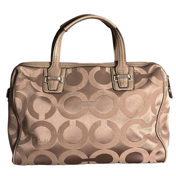 Coach Signature Taylor Op Art Bronze Sateen Satchel F25503 Authenticated - Picture 1 of 9